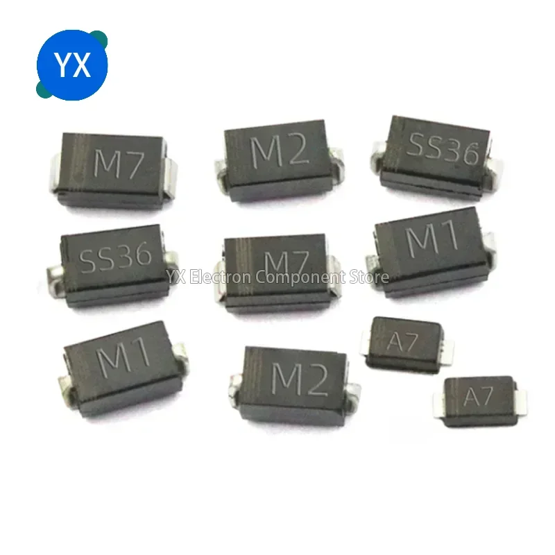 1000PCS M1 M2 M4 M7F A7 SMA Rectifier Diode 1A SMD 1N4001 4002 4004 4007 SS310 RS1M RS2M ES1D ES1J US1M Schottky Diodes DO-214AC