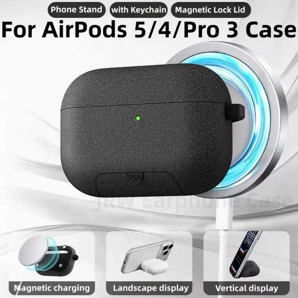 Funda con cierre magnético y diseño de soporte para teléfono, compatible con MagSafe, para los auriculares AirPods 5/4/Pro 3. Accesorios para los auriculares AirPods 5/4/Pro 3.