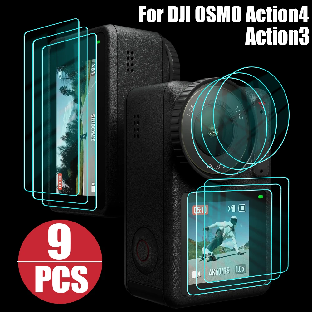 Tempered Glass For DJI OSMO Action 4/Action 3 Sports Cameras Accessories Clear Screen Protector Front Back Lens Protective Film