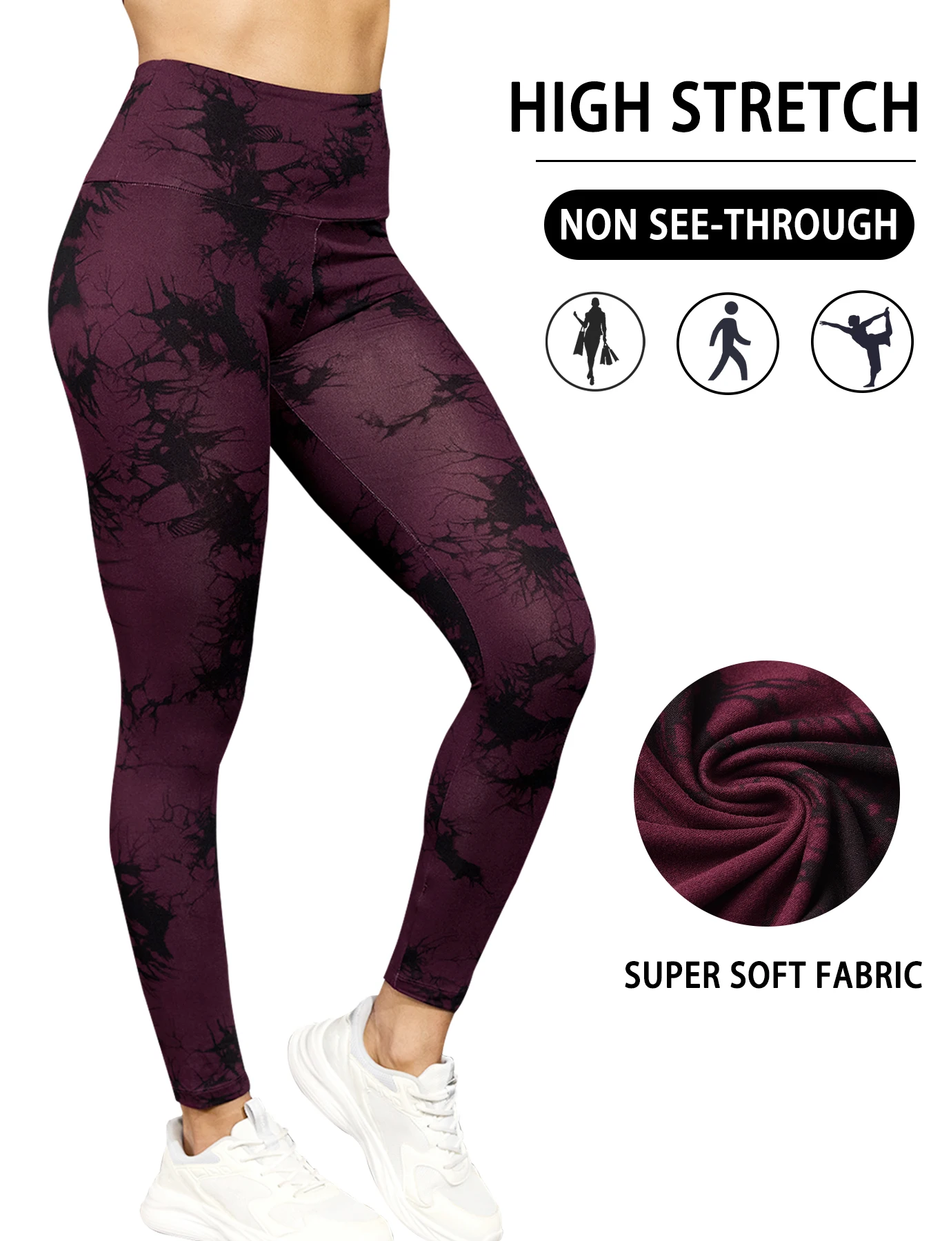 

Super Soft High Waisted Tie Dye Leggings for Women Yoga Running Gym No See Through Workout Athletic Tights Push Up Gym Fitness