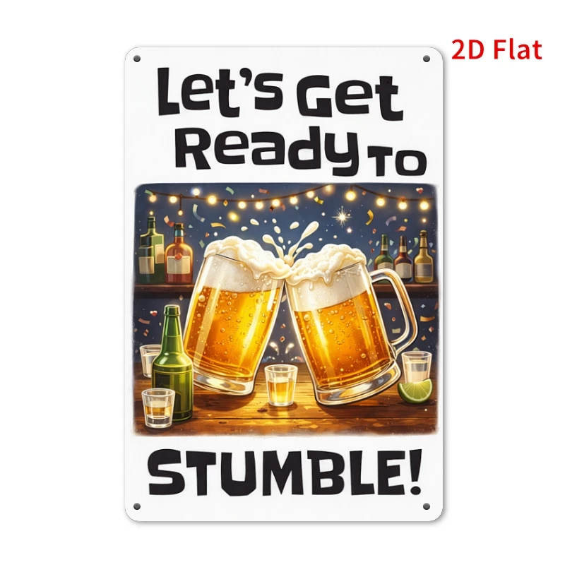 [2D Plane], 1pc 30X20cm - Vintage Metal Sign, 'Let'S Get Ready to Stumble' Wall Decor, Fun Beer Party Bar Hanging Sign