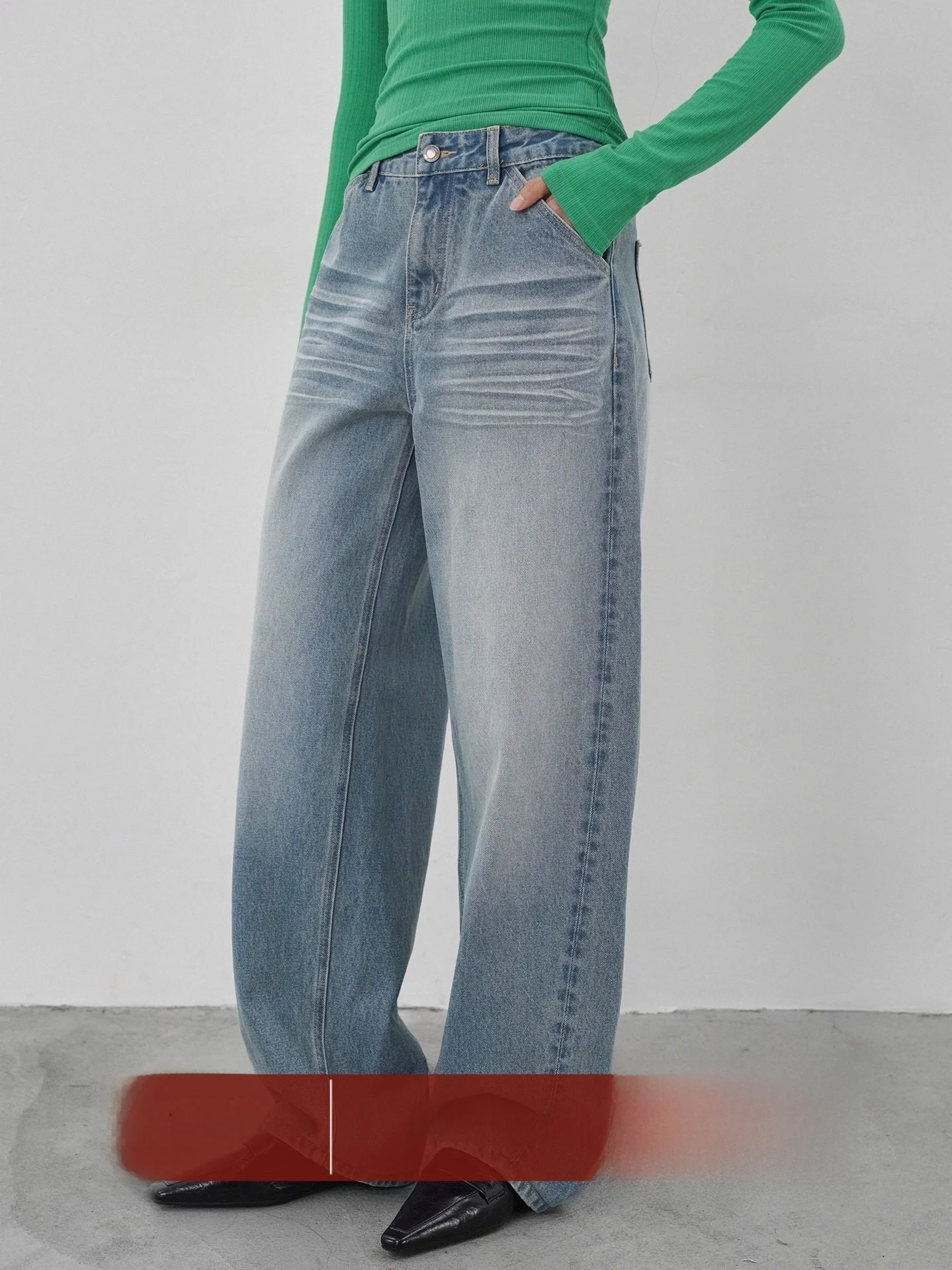 

Джинсы EIGHTHMONTH Adient с широкими штанинами, женские, свободного кроя, винтажные, с эффектом потертости, длинные брюки, повседневные, с завышенной талией