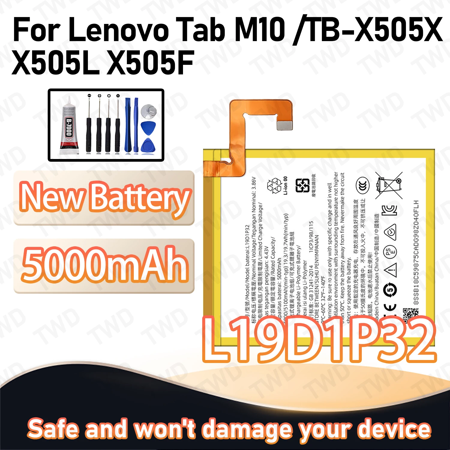 

L19D1P32 Large capacity Battery For Lenovo Tab M10 /TB-X505X Batteries New High Quanlity+Free Tools