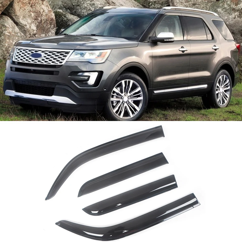 

For Ford Explorer 2002-2018 Auto Side Window Wind Deflectors Visors Black Rain Guard Door Visor Vent Shades Dark Smoke Ventvisor