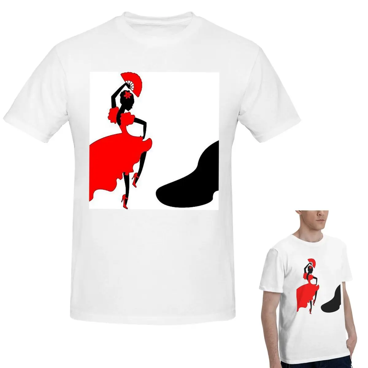 

100% Cotton Flamenco Dancer Ole T-Shirt Men's Fashion Oversized T Shirt Men Crew Neck Summer Shirts Tops S-6XL