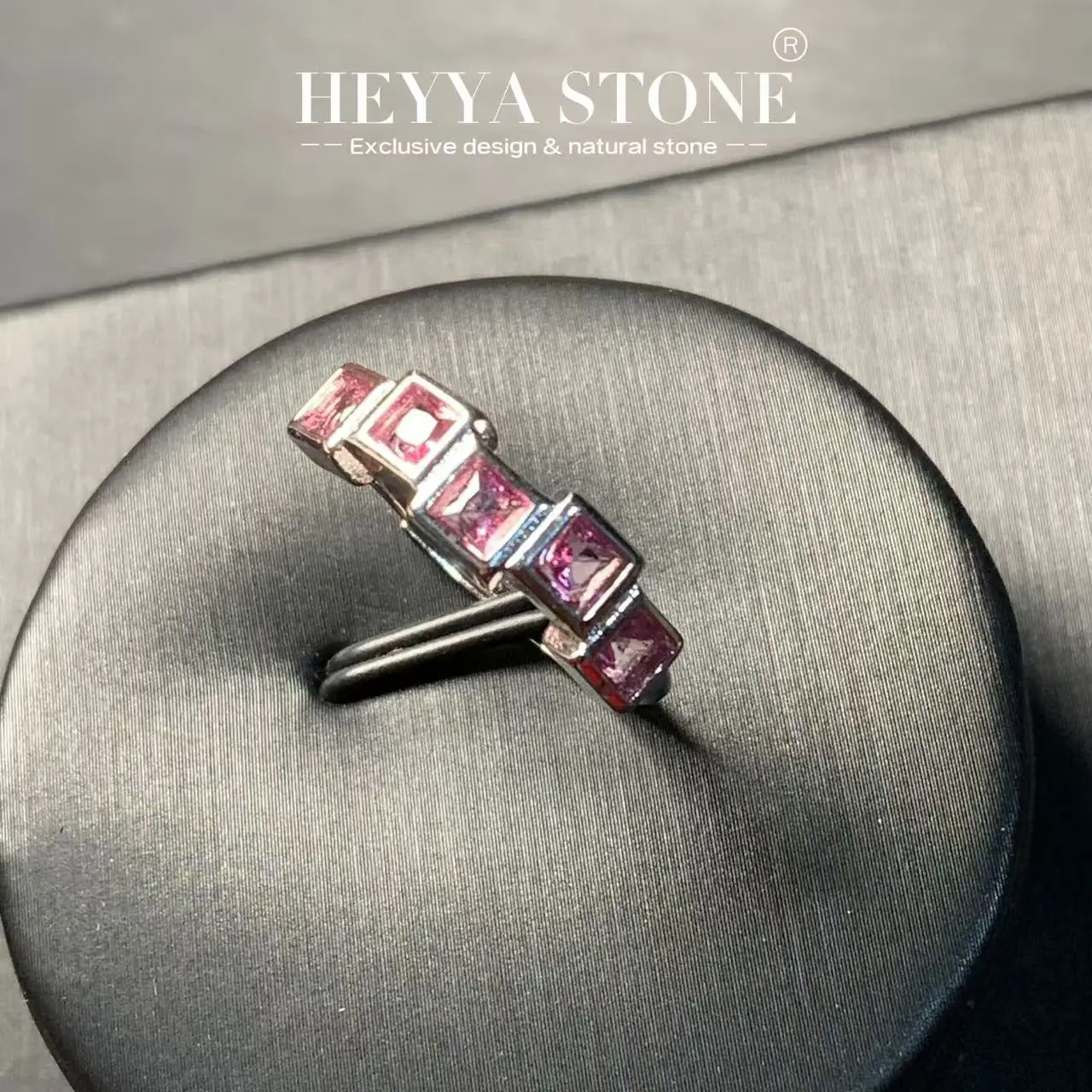 Vintage Natural PINK TOPAZ Ring For Women Stainless Steel Simple Fine Jewelry Stone Gemstone Classic Style