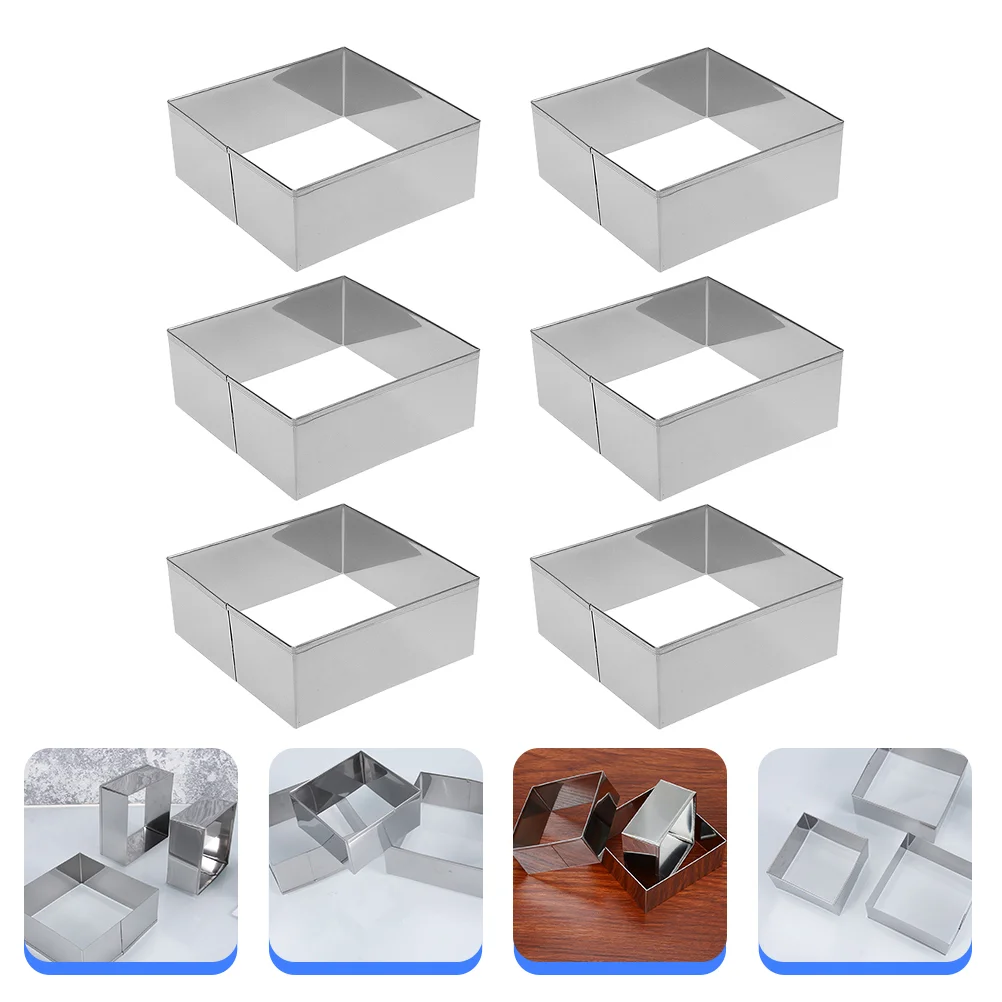 6 Pcs Cake Print Baking Form Mold Molds Dumpling Skin Square Food Forms Biscuits Stainless Steel Cookie