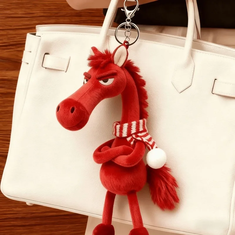 Pony-Anhänger, schwarzes Pferd, Plüschtier, Taschenanhänger, Schlüsselanhänger, Jahrespuppen-Ornament, Pony-Charm