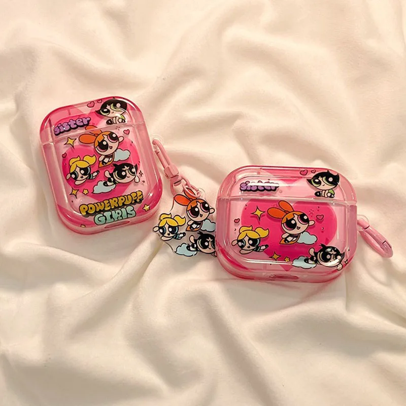 

New 3D Miniso Powerpuff Girls For Apple AirPods 1 2 3 Pro 2 Case Earphone Protective Case Headphone Pendant Cover