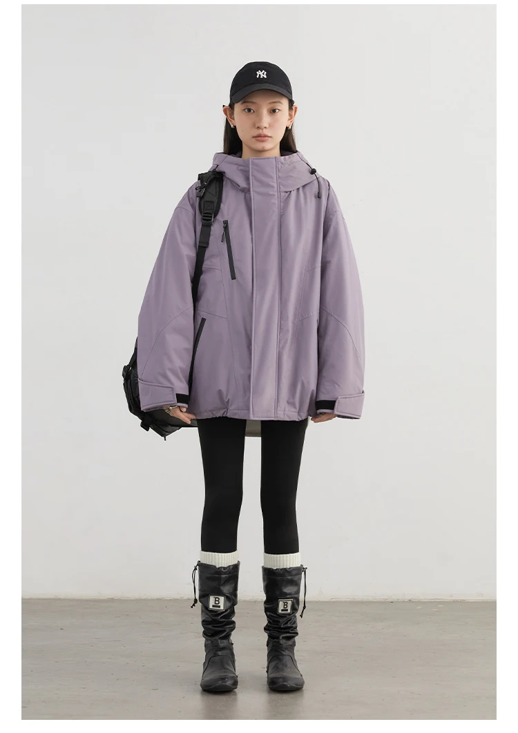 CHIC VEN Women Down Jacket Loose Outdoor Stand Up Collar Hooded 90 White Duck Down Lady Sport Coat Winter 2024 Female Clothing