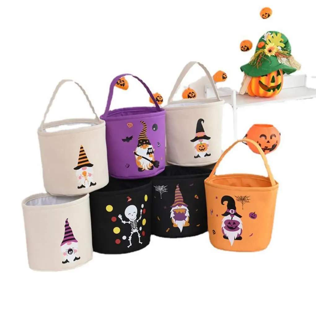 Многоразовые корзины для Хэллоуина, украшение в виде гномов на Хэллоуин, удобные для ношения, корзины с героями мультфильмов на Хэллоуин No 5
