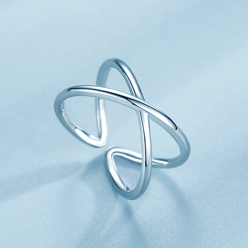 925 Sterling Silver Overlapping Geometry Stackable Rings, Elegant Gift
