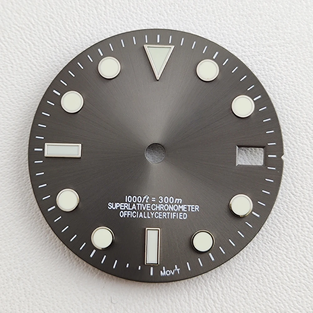 NH35 Zifferblatt 28,5 mm grün leuchtendes S-Logo SUB Mariner-Uhrenzifferblatt geeignet für NH35-Uhrwerk Uhrenzubehör Uhrenreparaturwerkzeuge – Detail 3