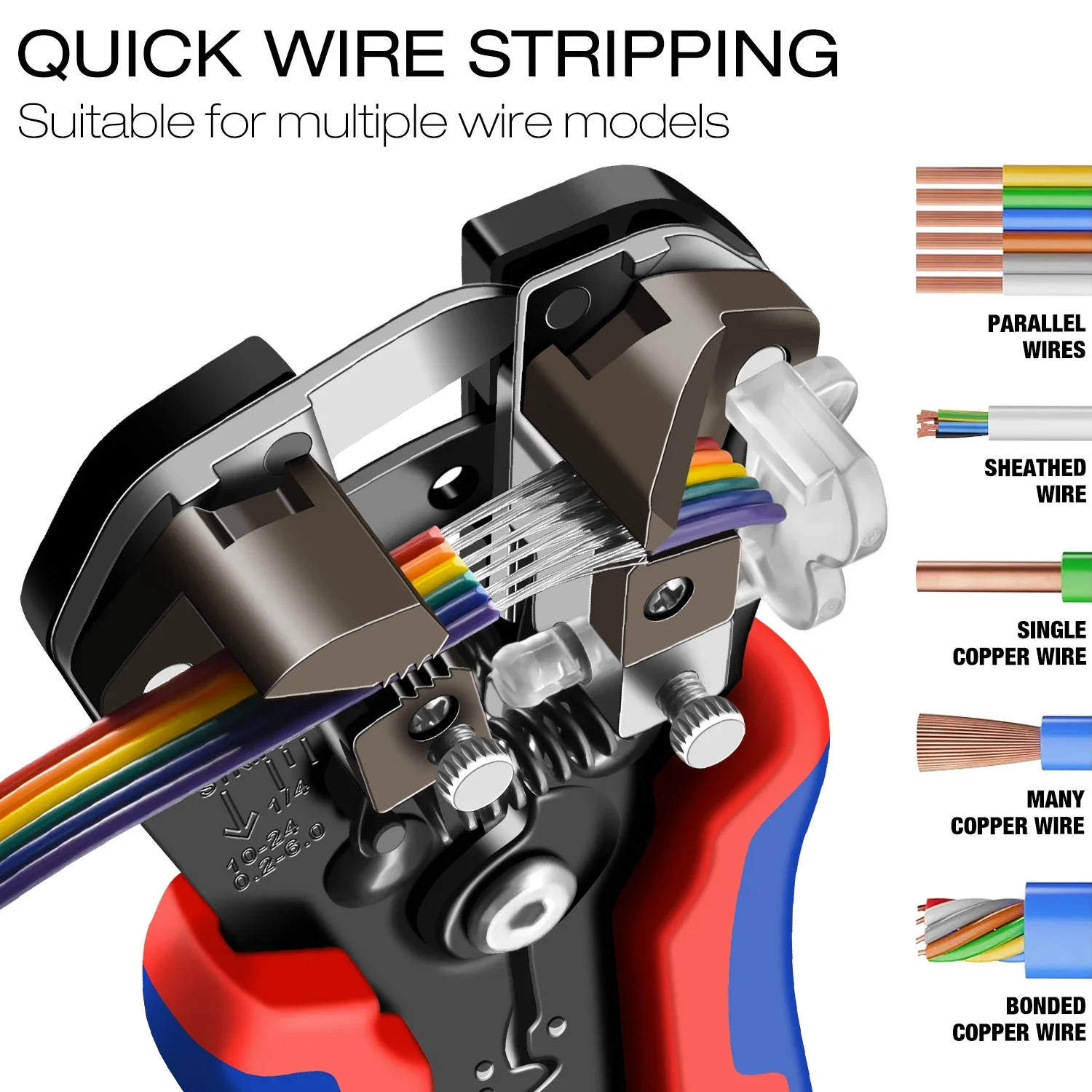 Automatic Rapid Wire Stripper Multifunctional Portable Tool for Stripping, Cutting, and Crimping