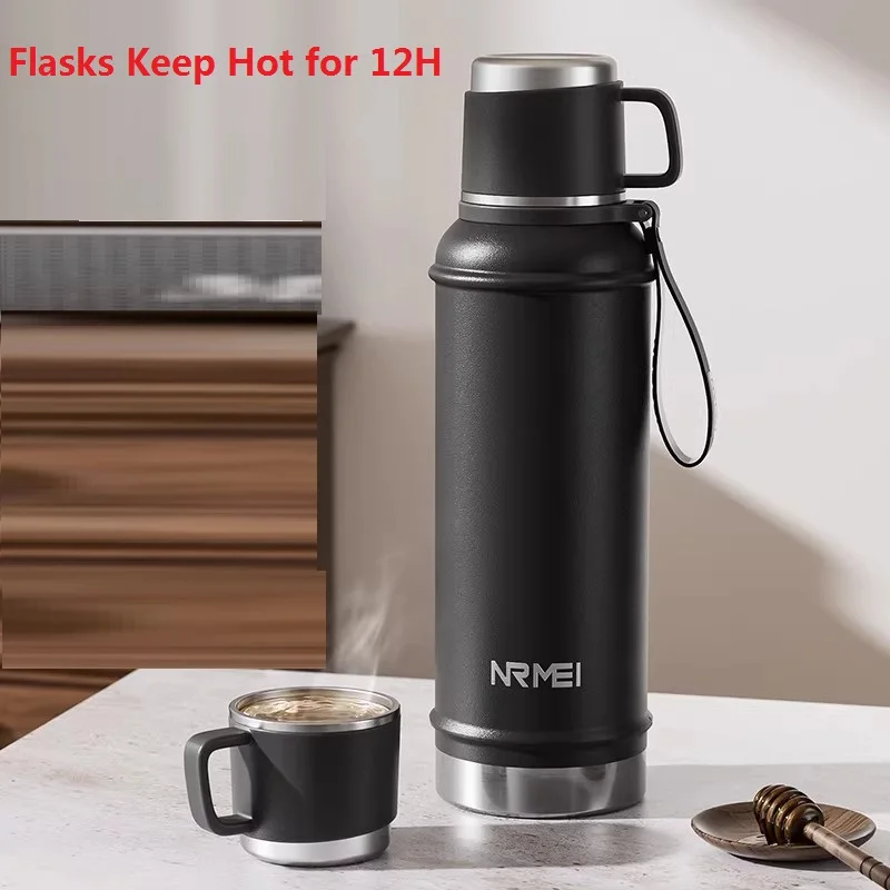 

Stainless Steel Thermos Bottle with Tea Filter, Large Capacity Insulated Water Bottle,Color White Thermo Flasks Keep Hot for 12H