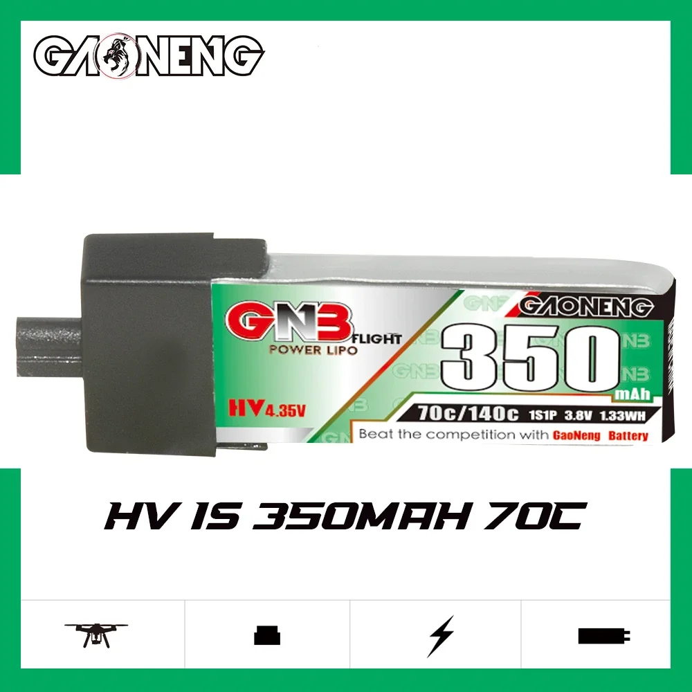 

GAONENG GNB 350mAh HV 1S 70C 140C 3.8V Plastic Head A30 LiPo Battery 75mm FPV Drone Emax Tinyhawk S NanoHawk EZ Pilot Pro