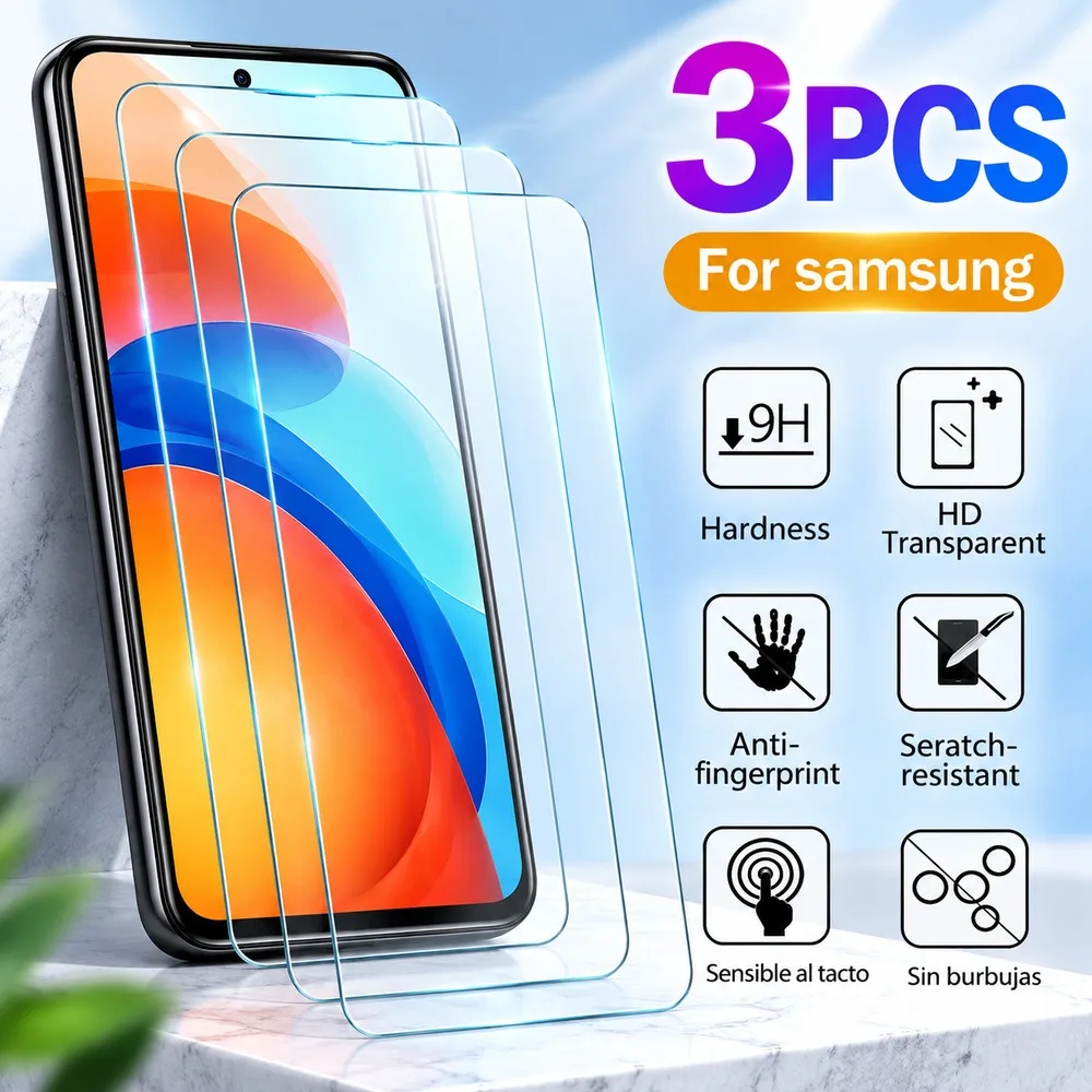 3PCS Screen Protector For Samsung Galaxy A52s 5G A53 5G A54 A55 A56 A57 Tempered Glass For Samsung Galaxy A71 A72 A73 5G A05 A06