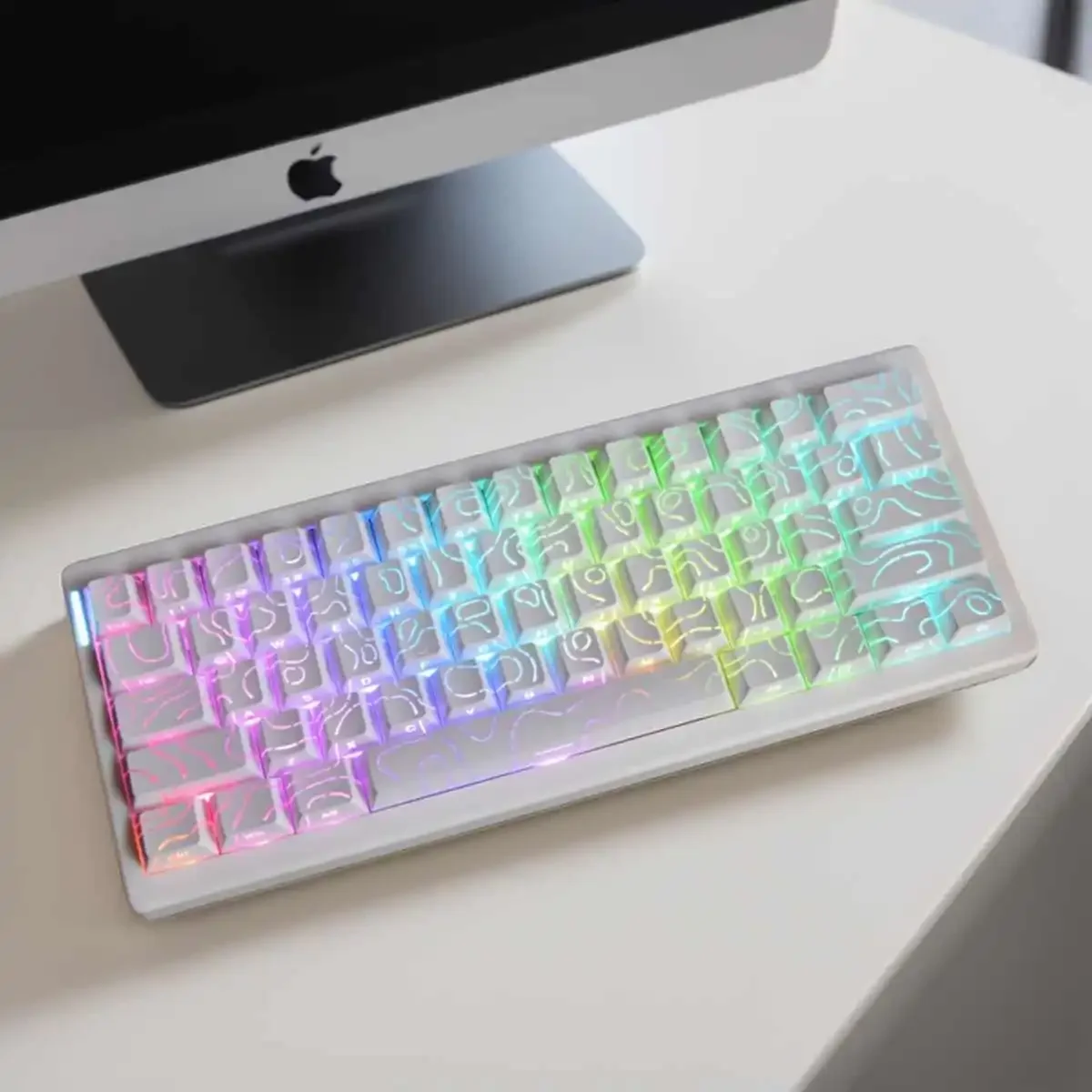 2025 Super Contour PBT Keycaps Side Glow Light Mechanical Keyboard Original Factory Height for 61/68/75/84/87 Keys Game Keyboard