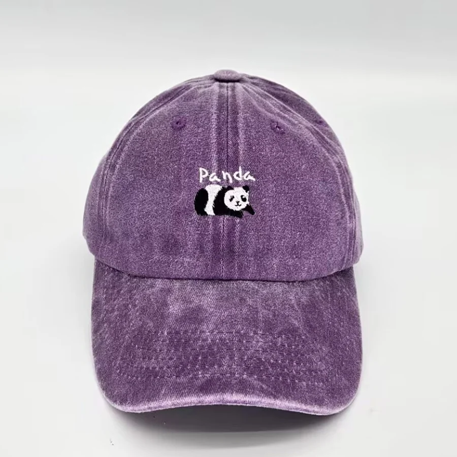 Mini Panda Embroidery Vintage Cotton Baseball Caps Men Women Washed Hat Sports Fishing Dad Summer Autumn Peaked Cap 3