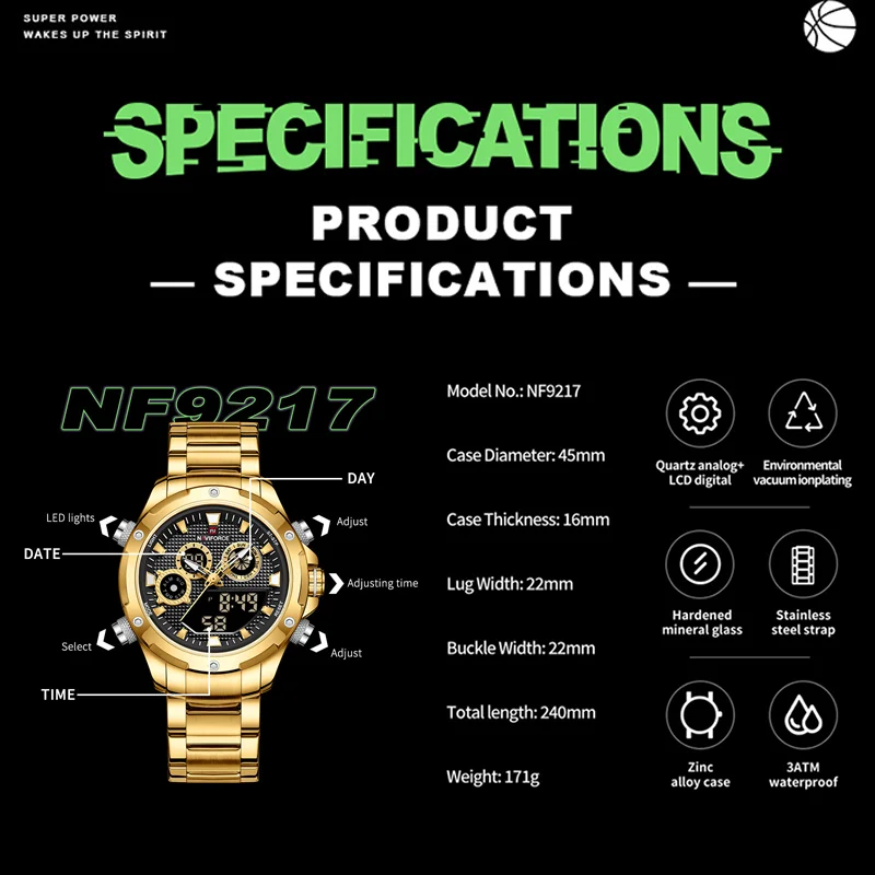 Top Brand NAVIFORCE Men Watch Sports Military Stainless Steel Quartz Wristwatch Chronograph Male Clock Relogio Masculino 2024