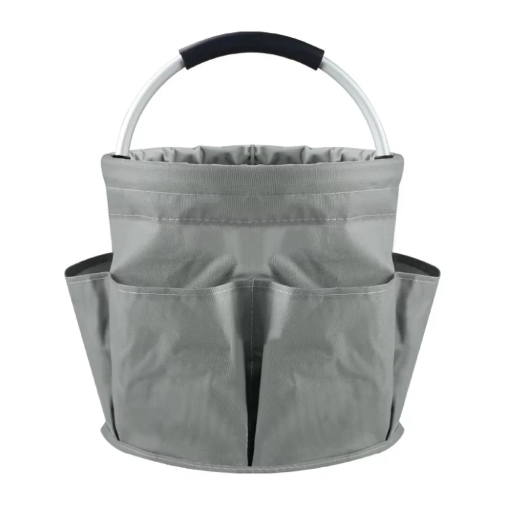 1Pc 17L Portable Garden Tool Storage Basket Large Capacity Multiple Pocket Folding Basket Outdoor Picnic Hand Basket Beach Bag