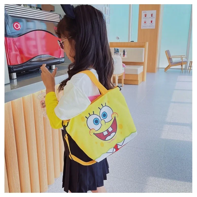 SpongeBob Messenger Bag Kids Cartoon Cute Canvas Travel Anime Boys Girls Kindergarten Children Tote Lunch Shoulder Storage Bags