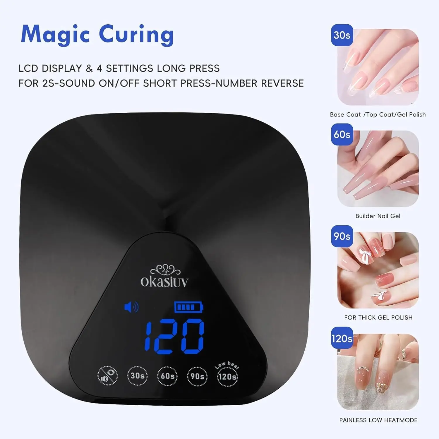 مصباح أظافر LED بالأشعة فوق البنفسجية مع قفازات للأشعة فوق البنفسجية، قاعدة مرآة مغناطيسية، مجفف جل لاسلكي، 4 مؤقتات، تحكم باللمس، مستشعر تلقائي للصالون والمنزل