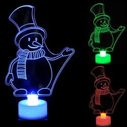 Christmas Glow Colorful Acrylic Small Christmas Tree Snowman Santa Claus Gift For Christmas Decoration Products New Dropshipping