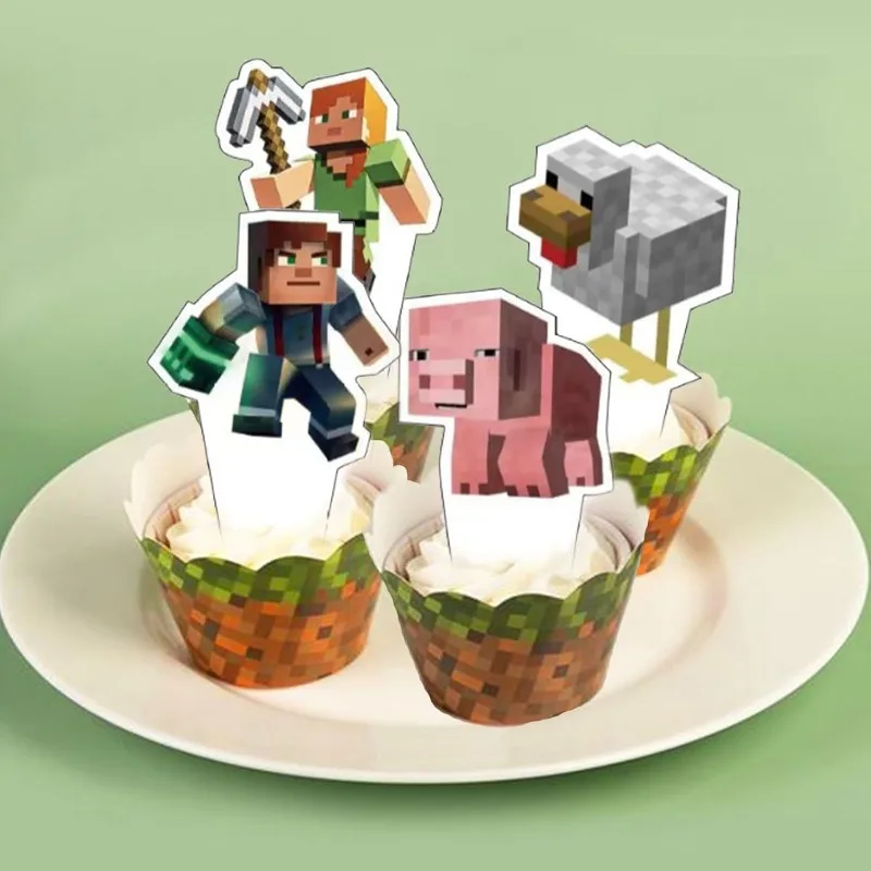 25pcs Minecraft Cartoon Cake Topper Cupcake Toppers for Kids Birthday DIY Decoration Theme Party Kids Gifts Cartoon Supplies view 3