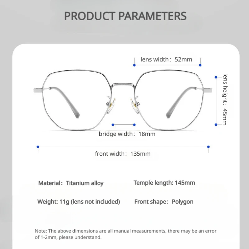 Retro Polygonal Eyewear Frame Handmade Lightweight Titanium Glasses Frame Men Women Myopia Prescription Eyeglasses Frames