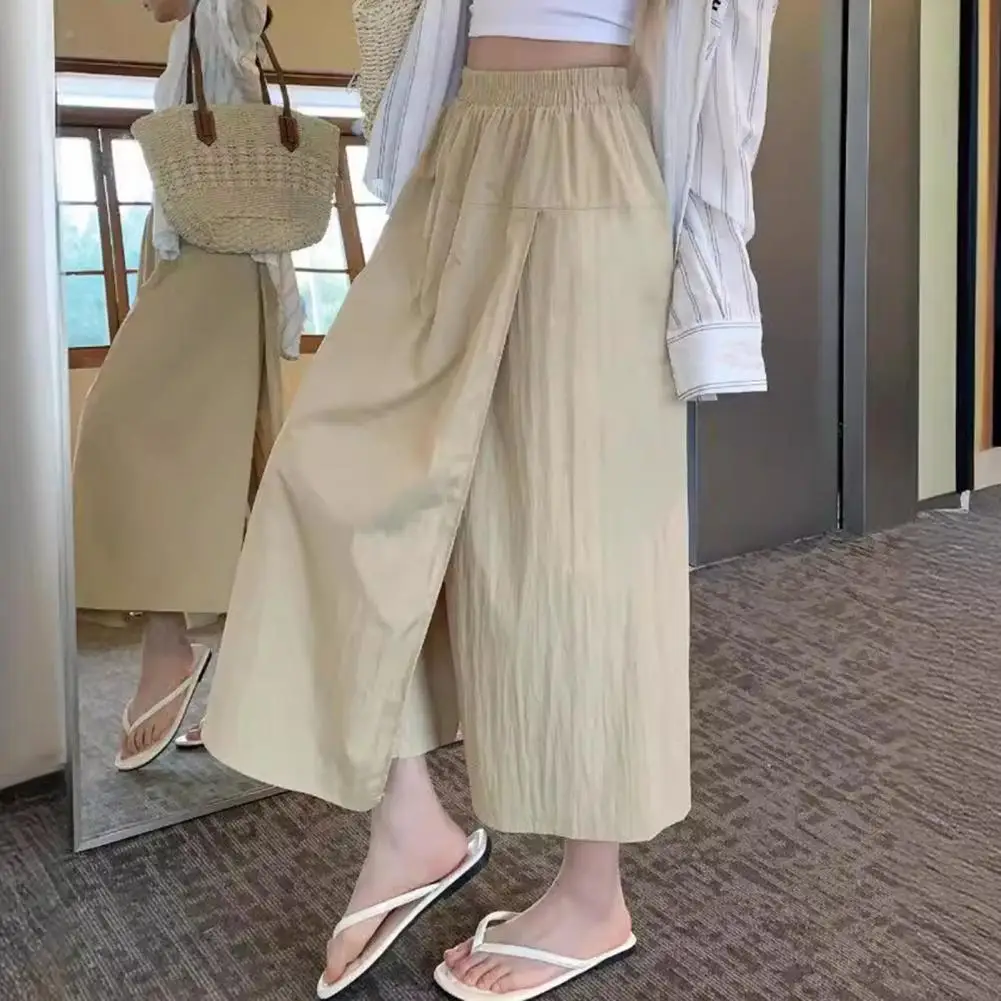 

Loose Fit Thin Skirt Pants Stylish Women's Culottes High Waist Wide Leg Pants for Summer Soft Relaxed Fit Elastic Waist