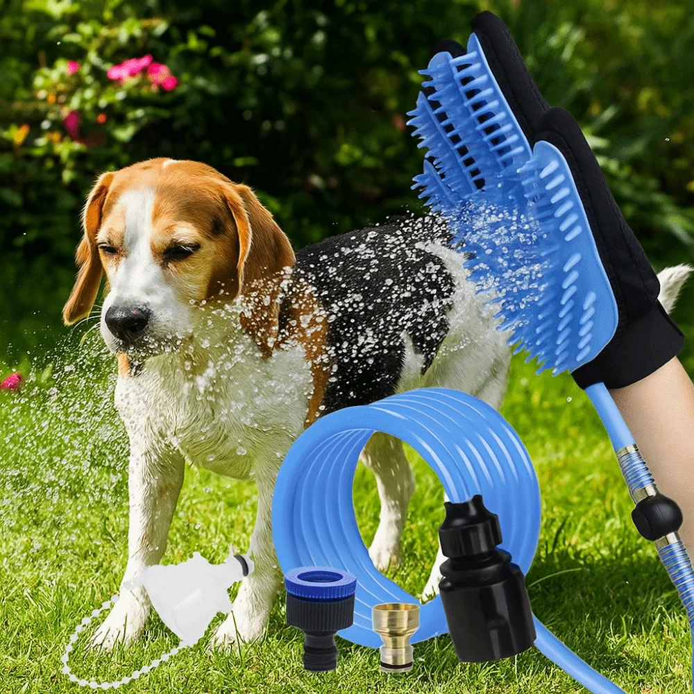 

Adjustable Pet Spray Bathing Gloves Eco Friendly Dehairing Brush Pet Spray Dehairing Brush with Connecting Hose