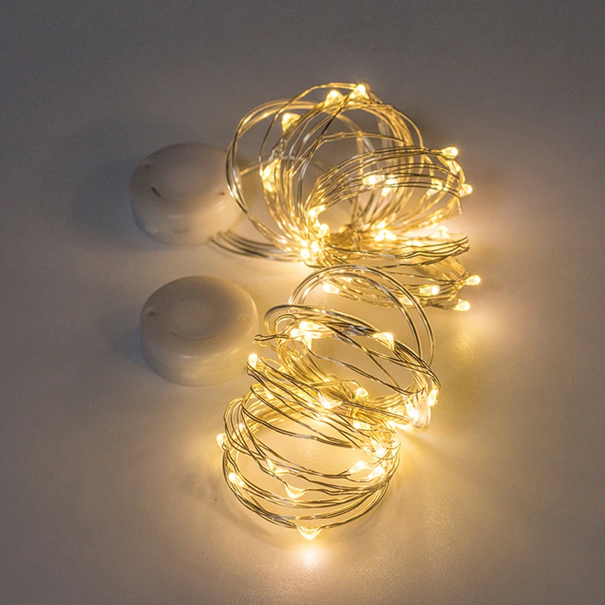 1M 2M 3M Silver Copper Wire Led Fairy String Lights Battery Powered Holiday lighting For Christmas Tree Wedding Party Decoration