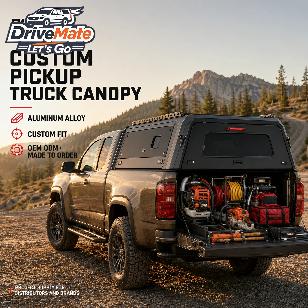 Factory Bed cap Custom Fit Aluminum Truck Topper for GMC Canyon, Waterproof Truck Canopy for Commercial Tool Transport