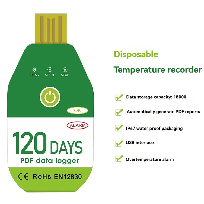 AS95-3X USB Temperature Data Logger Temperature & Humidity Recorder Alarm Thermometer Recorder Tester Report PDF 120 Days