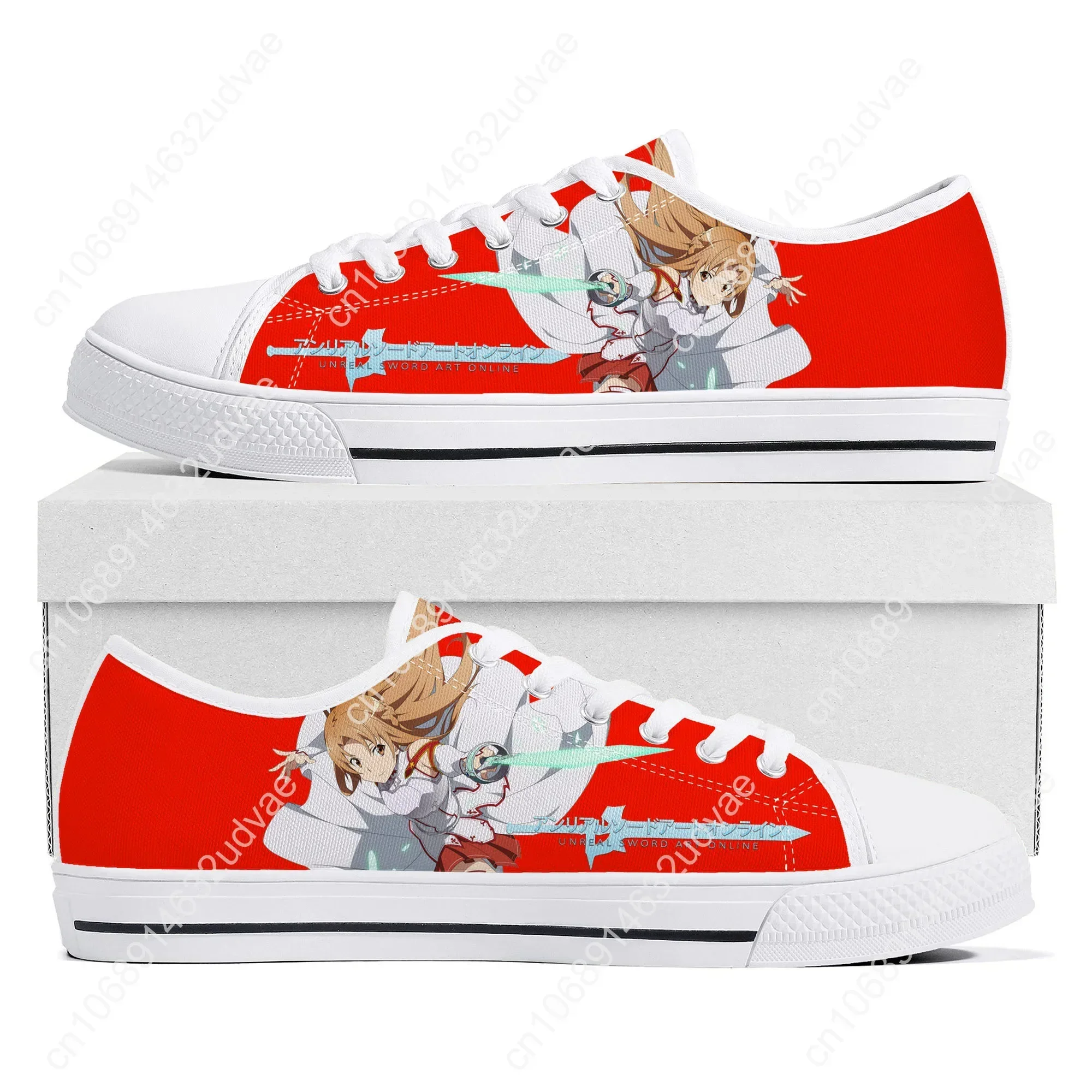 Sword Art Online Cartoon Novel Asuna Low Top Sneakers High Quality Mens Womens Canvas Sneaker Couple Shoes Custom Shoe