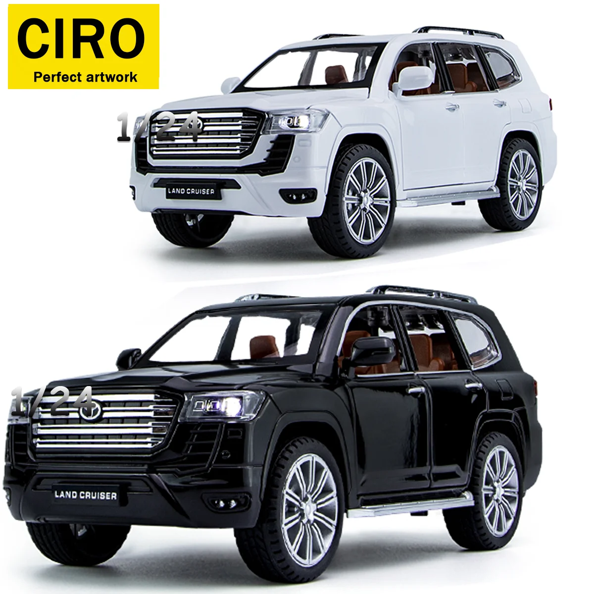 Giocattolo per veicoli pressofusi in lega Land Cruiser Lc300, giocattolo modello di auto 1/24, ornamento per collezione di auto, modello di auto giocattolo regalo di Natale