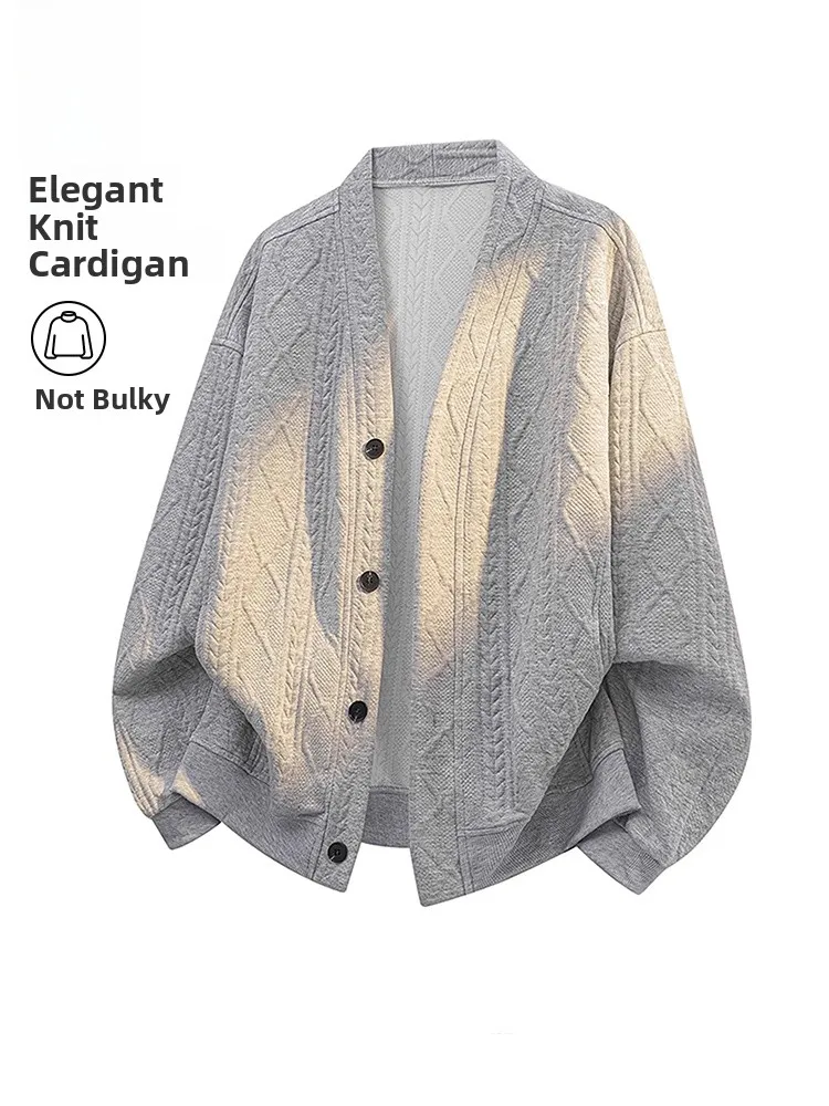 

Preppy Sle Men's Knitted Cardigan Sweater Spring 2026 New Loose Long Sve High End Feeling Casual Faion Upperwear