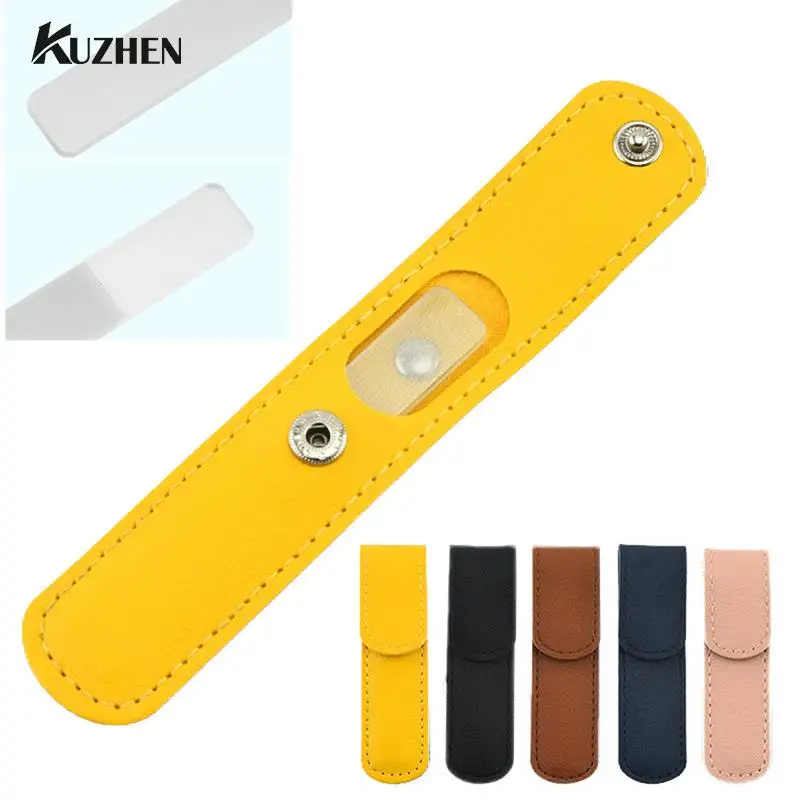 

Nail Trim File For Girl Nail Manicurist Professional Sanding Transparent Polishing Glass Decoration Tools With Leather Case