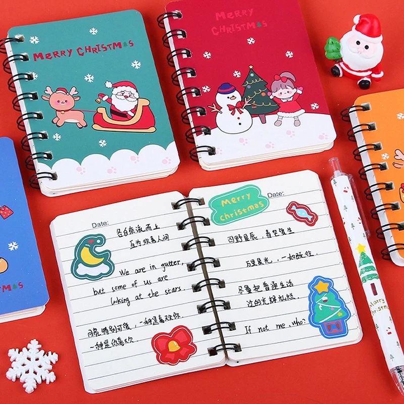 Creative Cartoon Mini Christmas Series Coil Notepad Simple Student Small Fresh Notepad School Plan Stationery