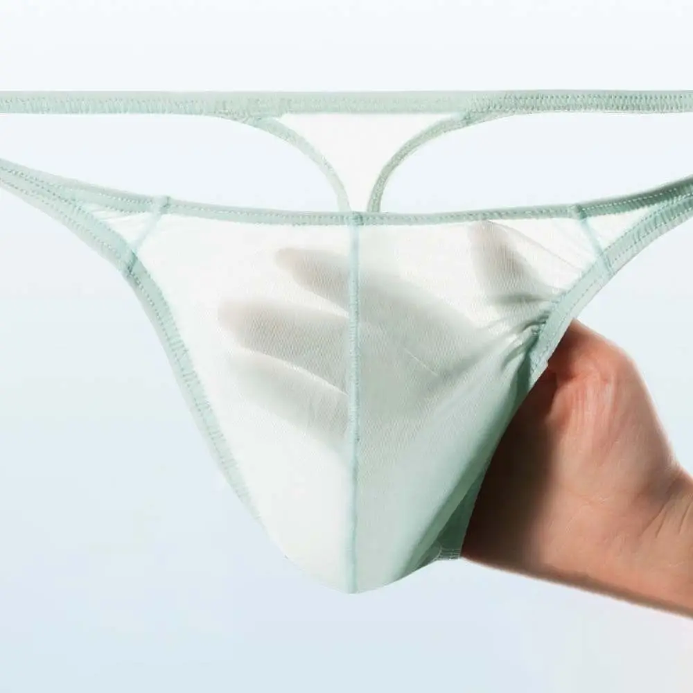 

Comfortable Low Waist Men Ice Silk Thongs Underpants Thin Strap Men's Panties Underwear Solid Color Male Briefs Men