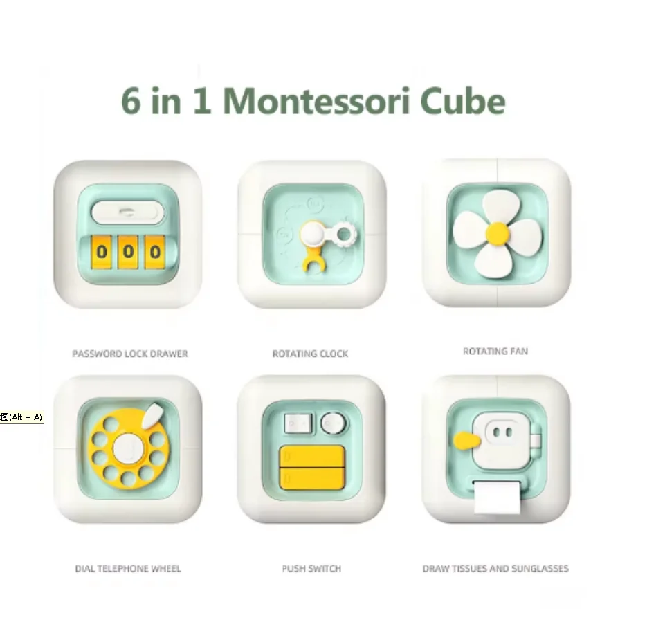 Activity Busy Cube Sensory Toys 6 in 1 Montessori Educational Toys Sensory Busy Board Baby Practice Skills Cube Educational Toys