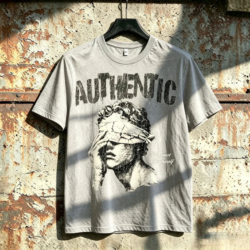Vintage Cracked Statue Letter Graphic T Shirt Unisex Short Sleeve Casual Retro Goth Tee Streetwear Cotton Harajuku Y2k Top