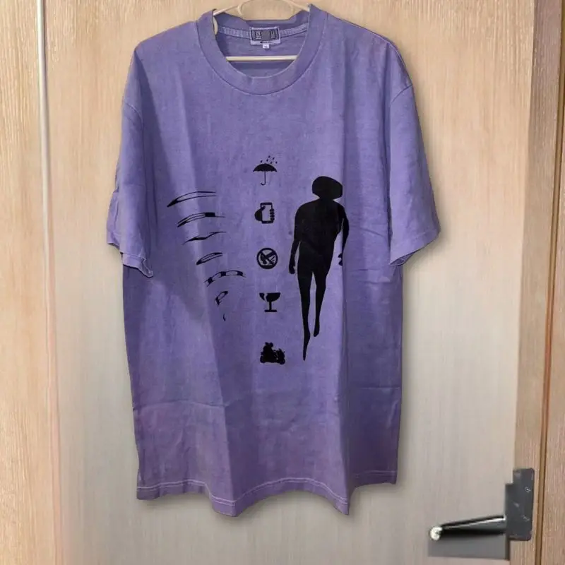 Purple Washed Wax Print CAVEMPT Tshirt Summer Portrait Shadow Pattern Casual Men Women CE Short Sleeve Stree Tops Outfit