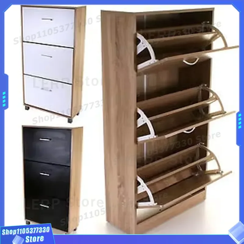 Wooden Rotating Shoe Cabinet Storage Rack Organizer Modern Entryway Furniture Multi Layer Shoe Shelf for Home Living Room