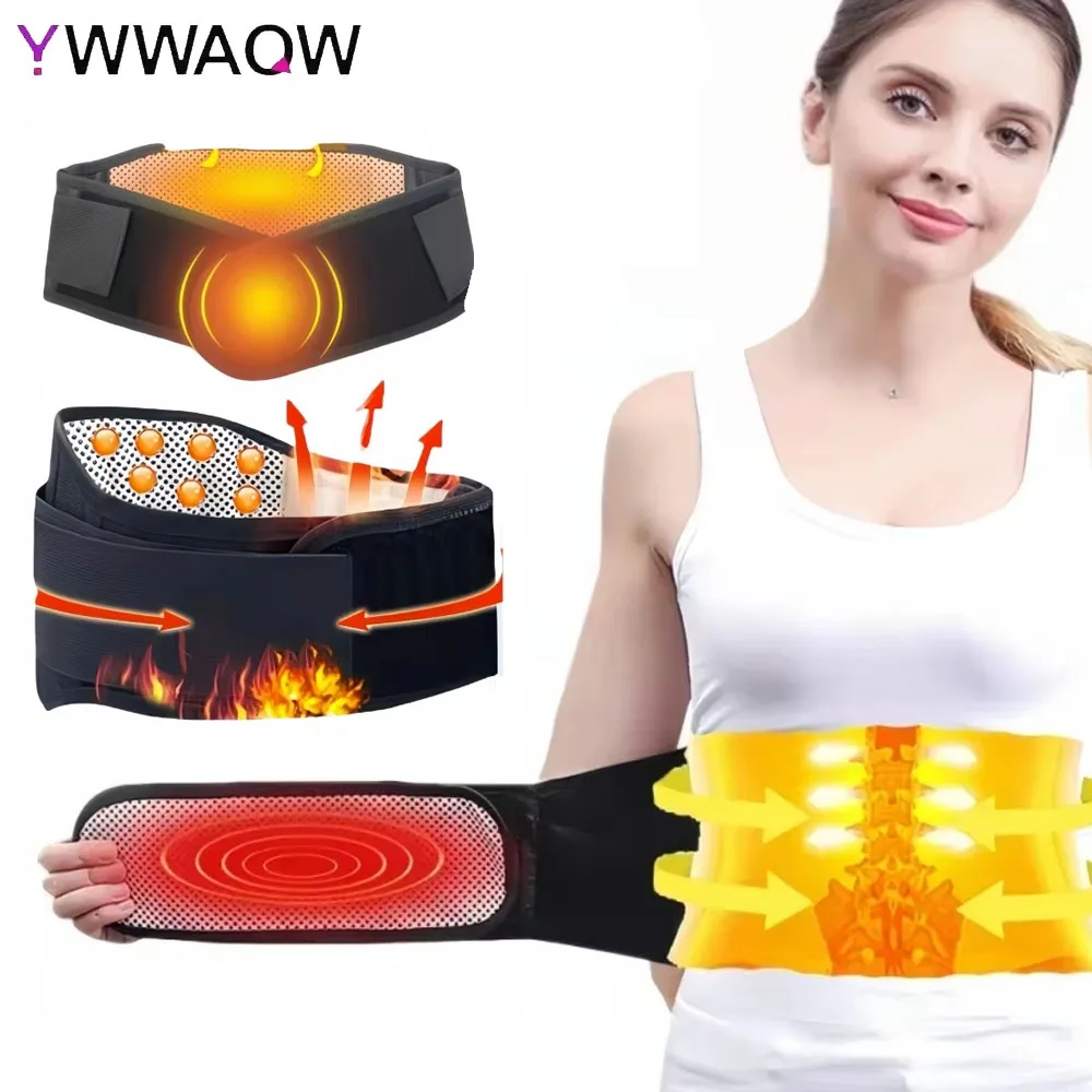 Tourmaline Self-heating Magnetic Therapy Waist Belt Lumbar Support Back Waist Support Brace Double Banded Adjustable