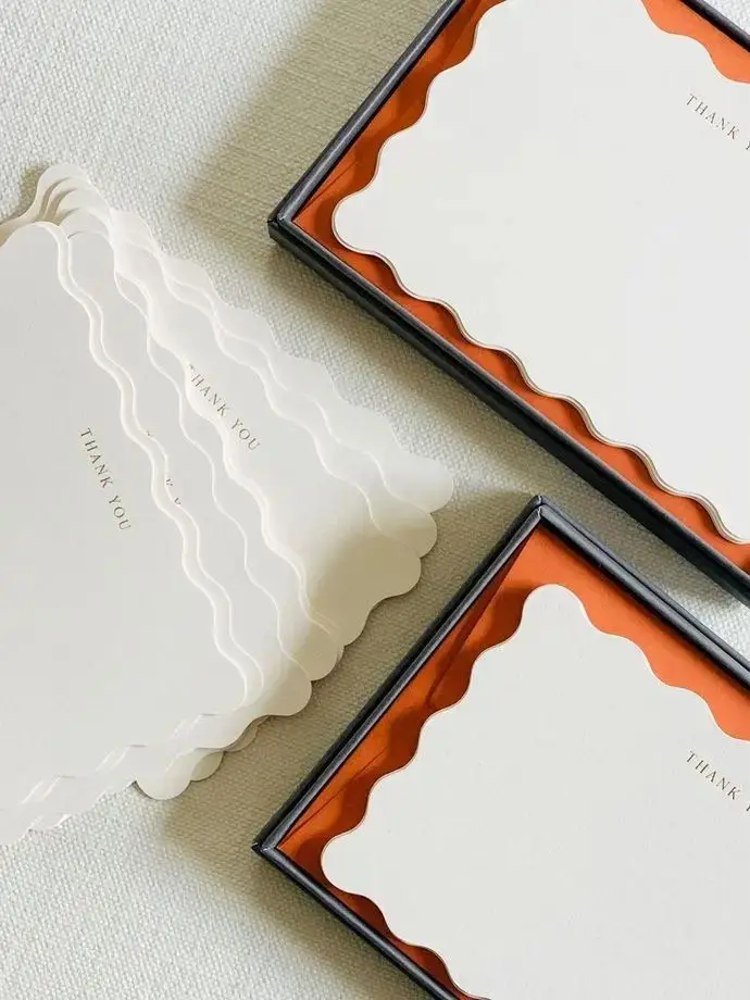 Custom Wave Shape Wedding Invitation Card Elegant Menu Baptism Christening Party Gift Packaging Decoration Business Design Print