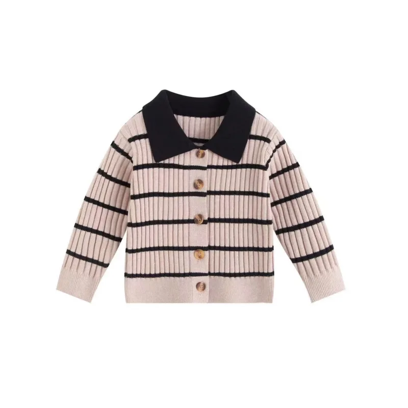Girls Preppy Knit 2piece Set 26 Autumn Winter Patchwork Stripe Lobg Sleeve Cardigan Sweater Skirt 2-14 Years Children Clothes