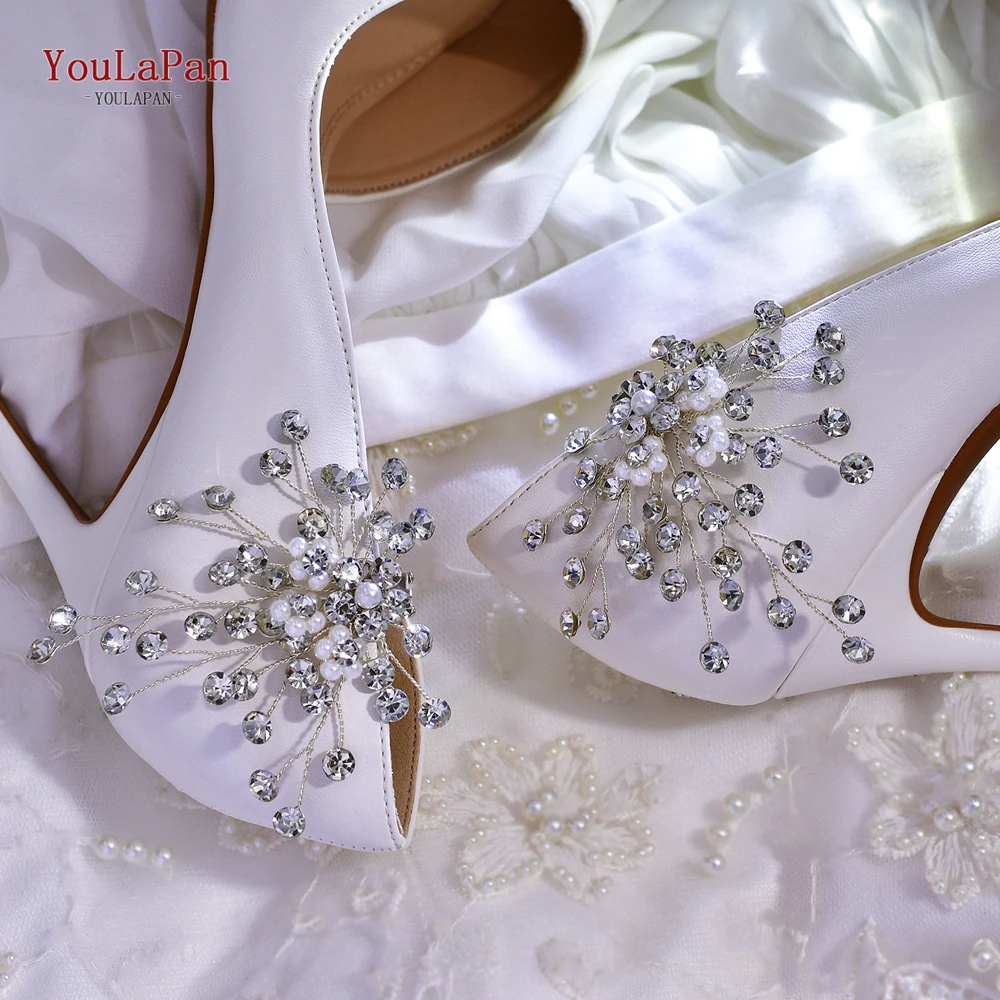 YouLaPan Women Bride Pearl Rhinestone Shiny Decoration Removable Wedding Metal Clamp Shoe Clips Fashion Accessories HX56