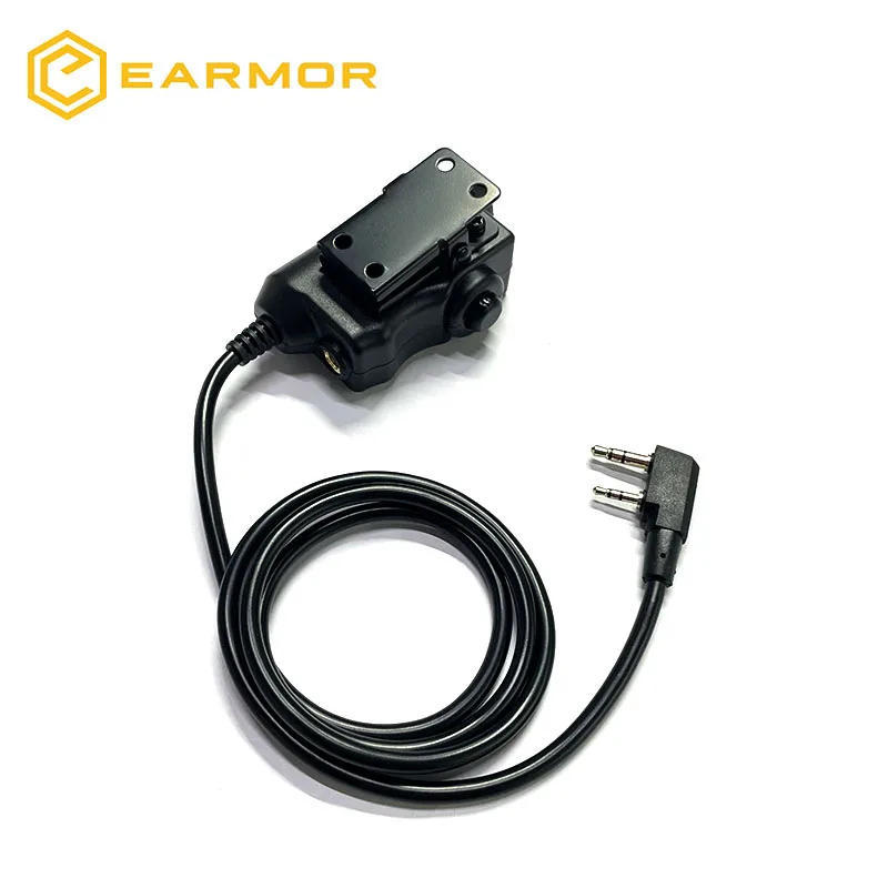 EARMOR M51 Tactical Kenwood, Baofeng Version PTT Military Standard 7.0 Plug for Radio Adapter Black